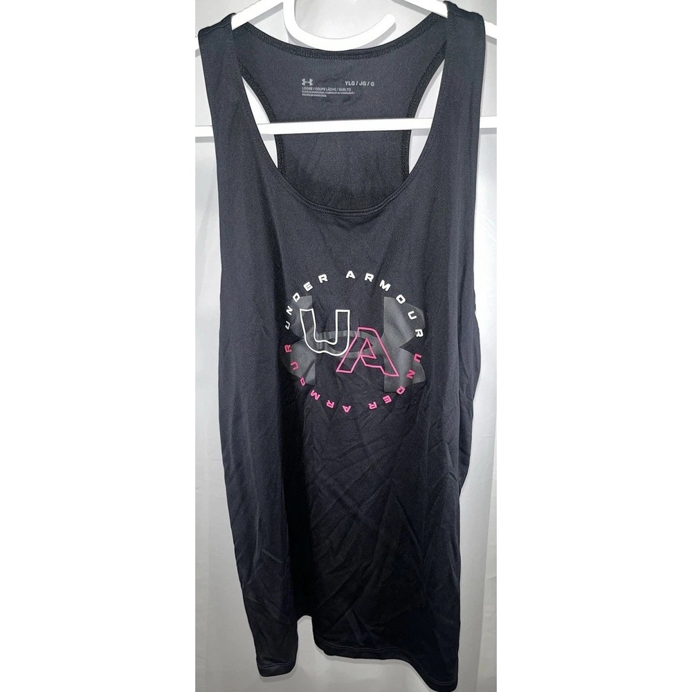 Under Armour Youth Girls Black Tank Black White Pink Size Large